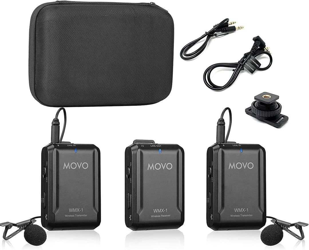 Movo WMX-1-DUO 2.4GHz Drahtloses Lavalier-Mikrofonsystem, kompatibel mit DSLR-Kameras, Camcordern, i
