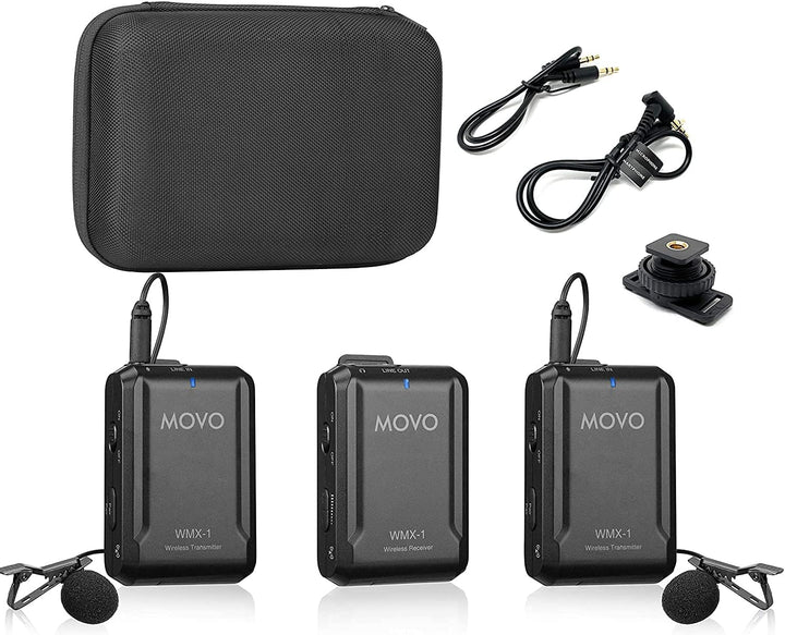 Movo WMX-1-DUO 2.4GHz Drahtloses Lavalier-Mikrofonsystem, kompatibel mit DSLR-Kameras, Camcordern, i