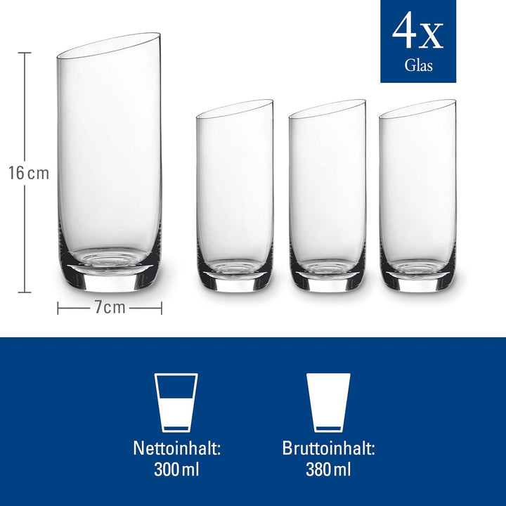 Villeroy und Boch - NewMoon Longdrinkbecher Set, 4tlg., elegante, modern geschnittene Longdrinkgläse