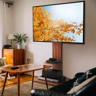 unho TV Ständer Holz, TV Standfuss Höhenverstellbar Fernseher Halterung mit Ablage Universal für 32”