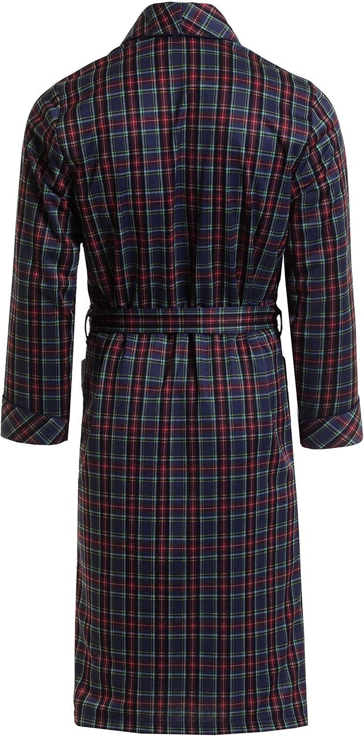 Herren Morgenmantel - Revise Brais RE-502 - Dünn und leicht 3XL Blau – Rot Kariert, 3XL Blau – Rot K