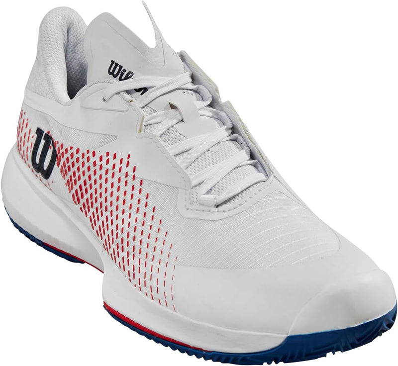 Wilson Damen KAOS Swift 1.5 Clay Tennis Shoe 41 1/3 EU White Deja Vu Blue Wilson Red, 41 1/3 EU Whit