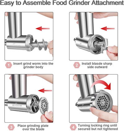 Edelstahl Fleischwolf Aufsatz für Kitchenaid Zubehör, Hohe Qualität Edelstahl Fleischwolf für Kitche