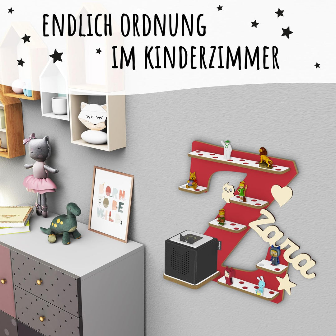 Tonie Regal für Toniebox, Toniebox Regal personalisiert mit Name und Holzsymbolen, Tonie Aufbewahrun