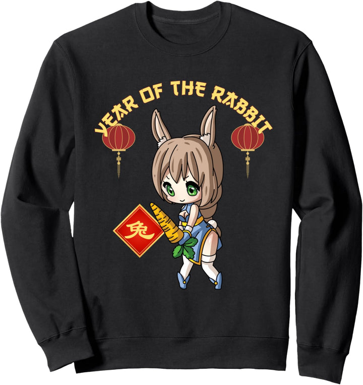 Jahr des Kaninchens Chinesisches Sternzeichen Lunar Neujahr Anime Girl Sweatshirt