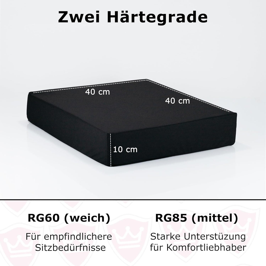 Orthopädisches Anti Dekubitus Viscoschaum Sitzkissen 40x40x10 cm – Made in Germany | Ergonomisch & d