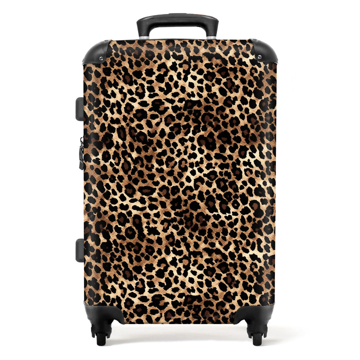 NoBoringSuitcases.com® Grosser Koffer - Leopardenmuster - Tiermuster - Braun - Design - Kombinations