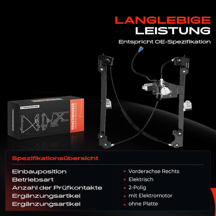 Frankberg Fensterheber Mit Motor Vorne Rechts Kompatibel mit Freelander LN L314 1.8L 2.0L 2.5L SUV 1
