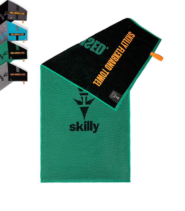 skilly Fitness Handtuch aus Baumwolle, 120x50cm mit Antirutsch-Funktion für das Training an Fitnessg