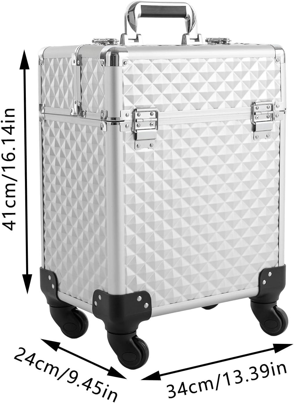 Kosmetikkoffer Trolley, Gross Beauty Case Nagelkoffer Multikoffer, Silvery, Abschliessbar,Profession