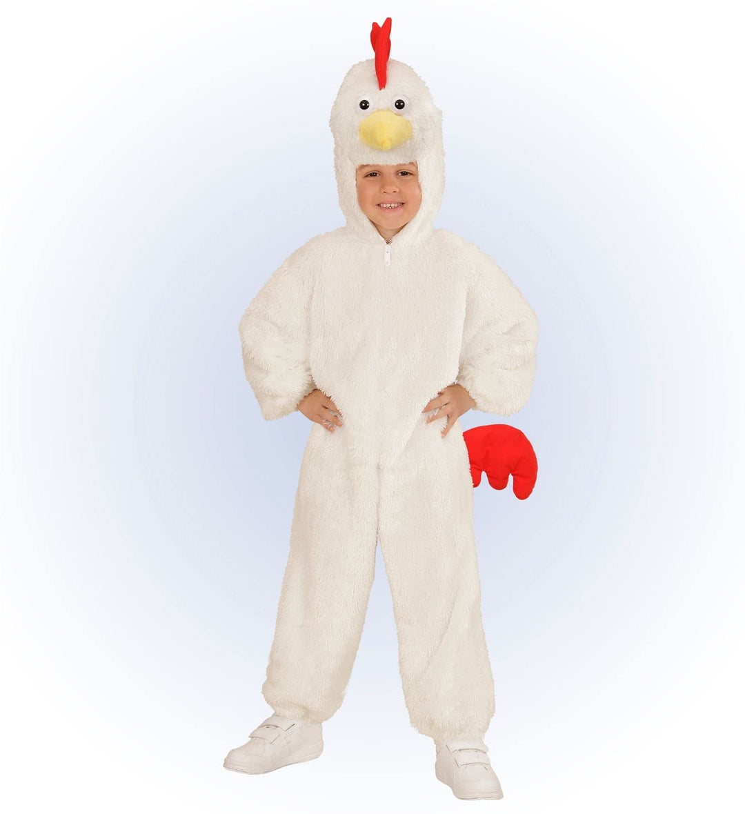 W WIDMANN MILANO Party Fashion - Kinderkostüm Huhn, Plüsch Overall mit Kapuze, Bauernhoftiere, Tierk