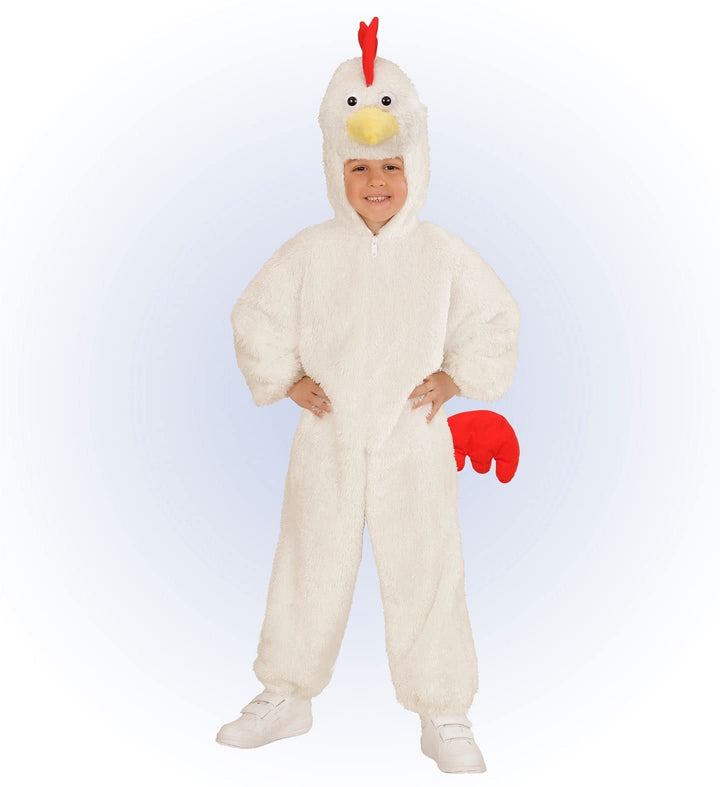 W WIDMANN MILANO Party Fashion - Kinderkostüm Huhn, Plüsch Overall mit Kapuze, Bauernhoftiere, Tierk