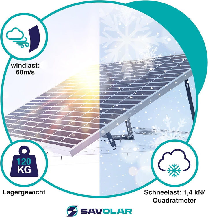 SAVOLAR Solarmodul Halterung Balkonkraftwerk bis 117cm (46 Zoll) Winkel Einstellbar 0-90°, Robuste N