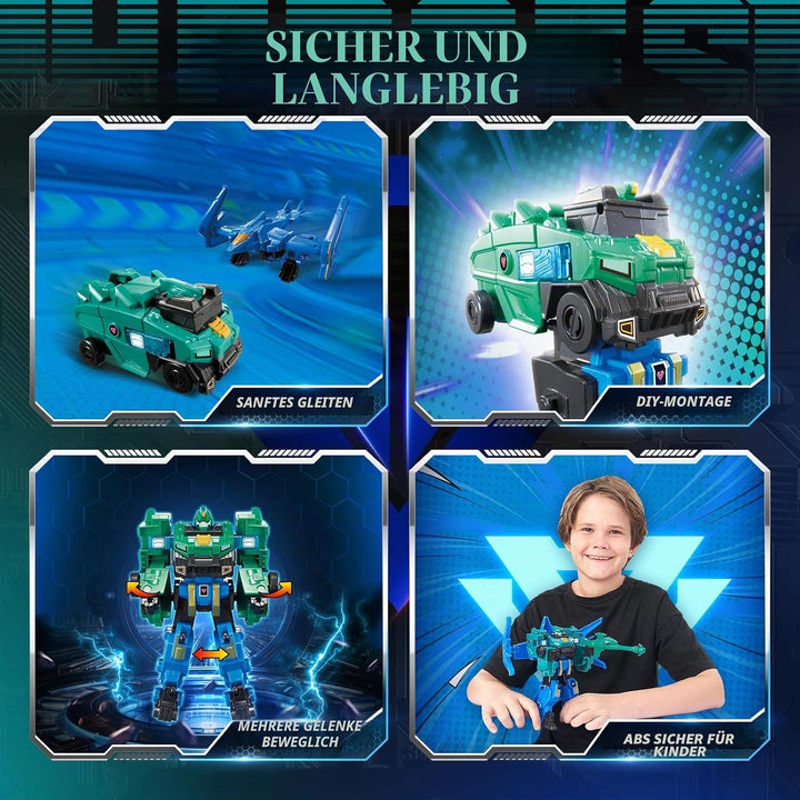 2 in 1 Transforming Roboter Stego Blast Wing, 7,28 Zoll, Roboter Spielzeug für Kinder, Chariot und T