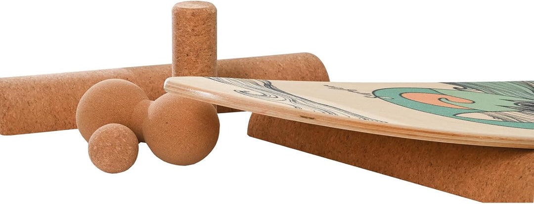 F2 Balance Board Zubehör Kork Multi Roll Set Korkrollen und Bälle Natur