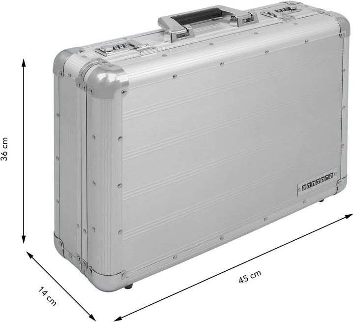 anndora Aktenkoffer Aluminium Attaché Koffer Silber - Zahlenschloss abschliessbar Silber Aluminium,
