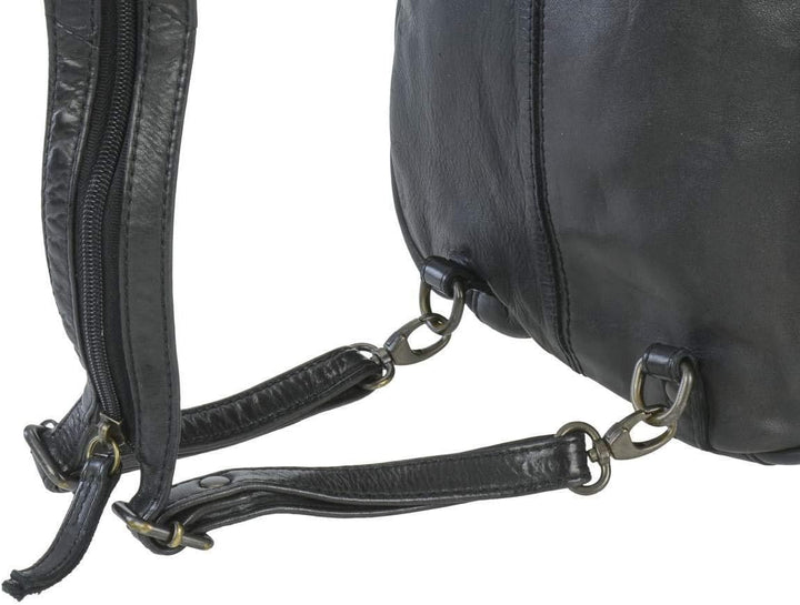 Bear-Design Rucksack Leder Cityrucksack Backpack schwarz für Damen Damenrucksack Frauen City Reise