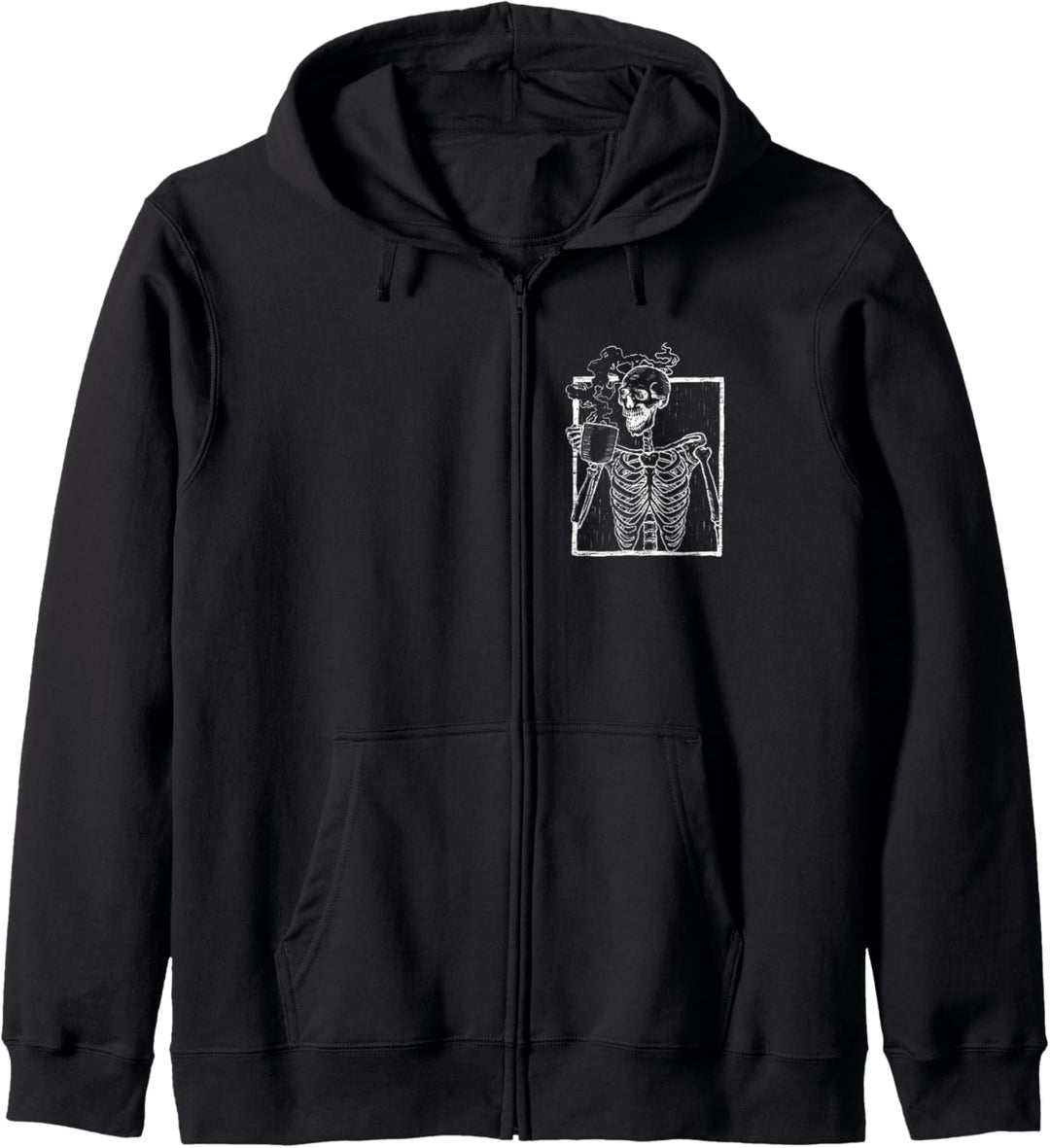Distressed Skelett Vintage Smiling Skull Trinkkaffee Kapuzenjacke
