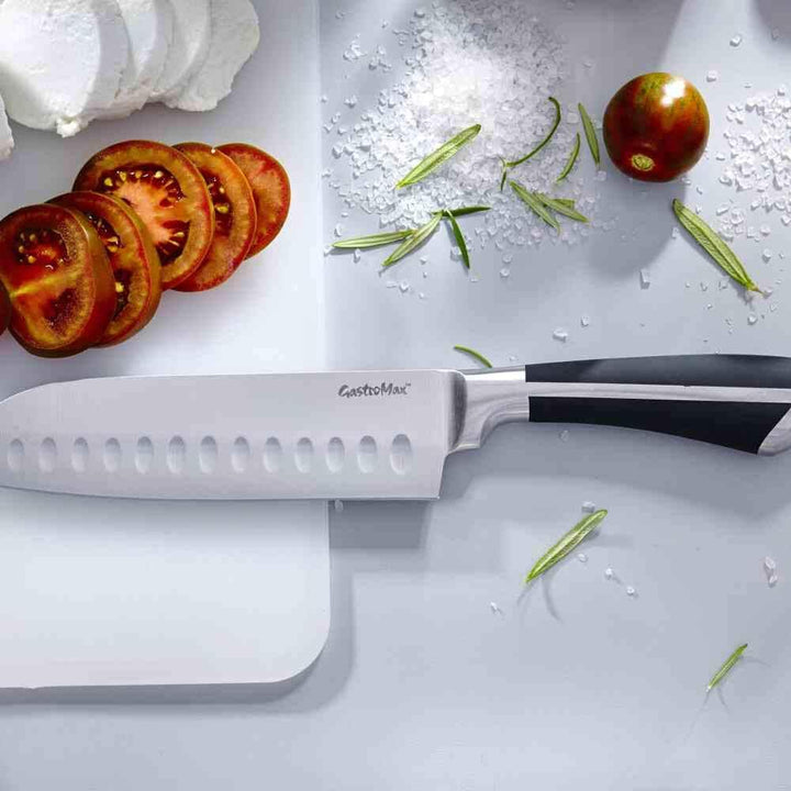 orthex 6708-1 Gastromax Santokumesser schwarz stahlfarbig, Edelstahl, Silver