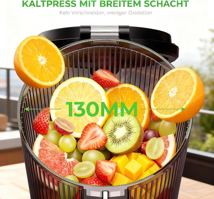 Entsafter - Saftpresse mit Breiter Einfüllschacht | 250W Kaltpress Entsafter für Ganze Früchte & Gem