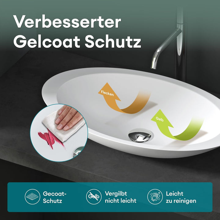 Mai & Mai Aufsatzwaschbecken Col802 Waschschale Waschtisch Waschbecken in Weiss matt aus Gussmarmor