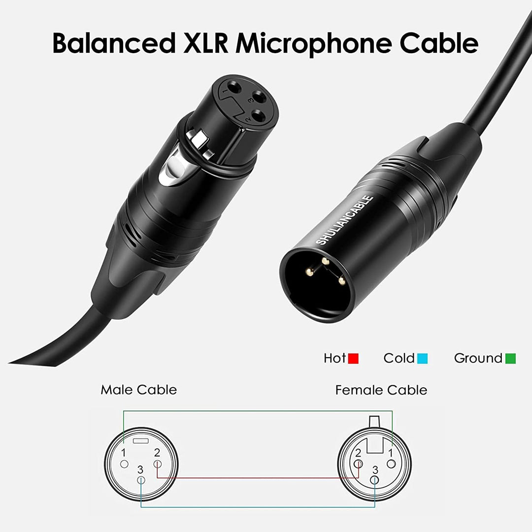 SHULIANCABLE Mikrofonkabel XLR Kabel, XLR Stecker auf XLR Buchse, Mikrofonkabel für Mikrofon, Verstä