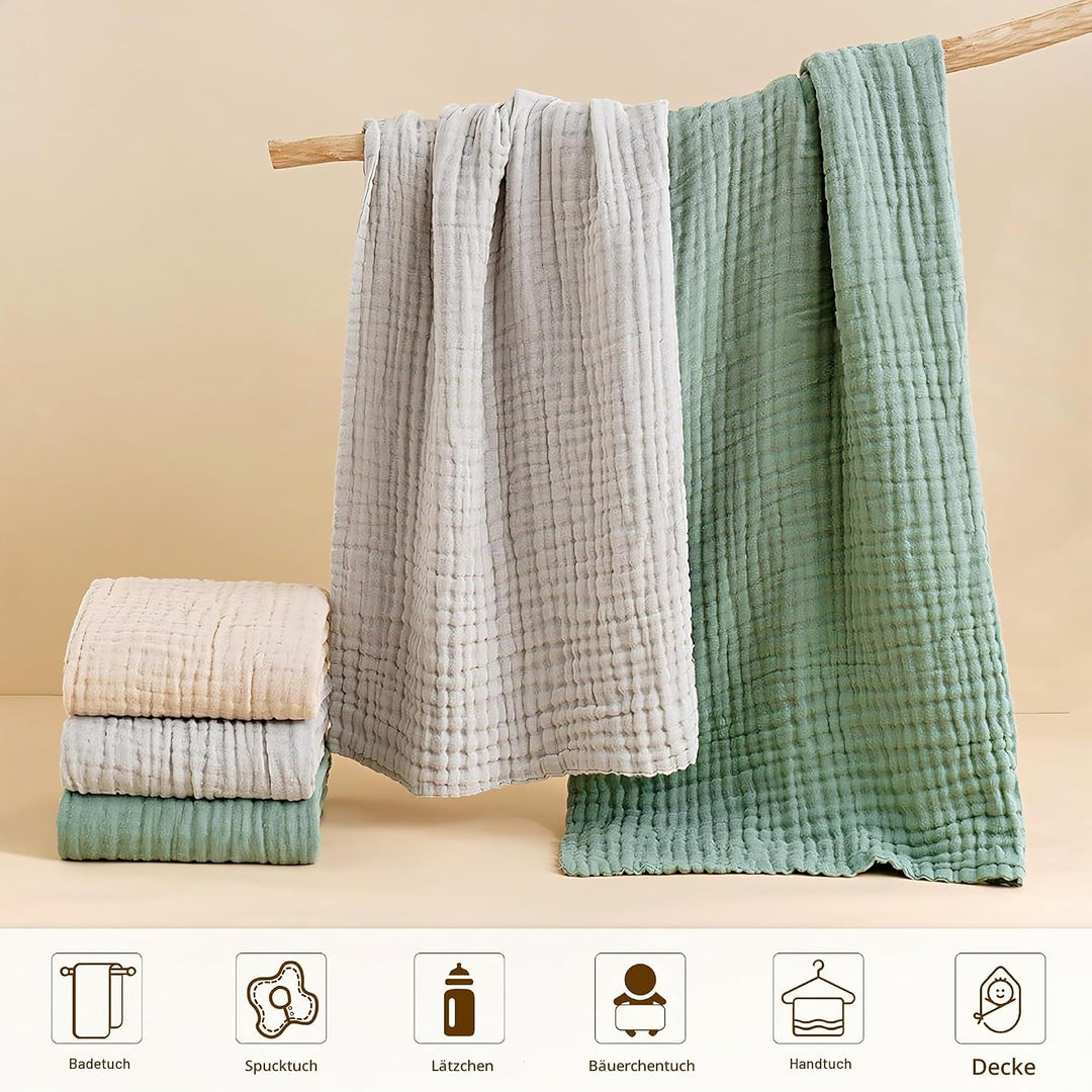 3 Stück Baby Erstausstattung Neugeborene，Handtuch Kapuze（Grösse 90 * 90cm），babyhandtuch mit Kapuze，K