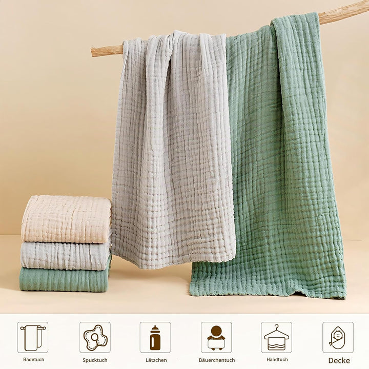 3 Stück Baby Erstausstattung Neugeborene，Handtuch Kapuze（Grösse 90 * 90cm），babyhandtuch mit Kapuze，K
