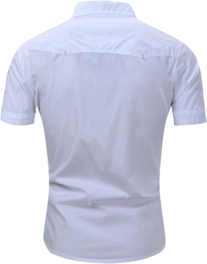 Herren Hemd Kurzarm Baumwolle Outdoor Freizeithemd für Männer XXL Weiss, XXL Weiss