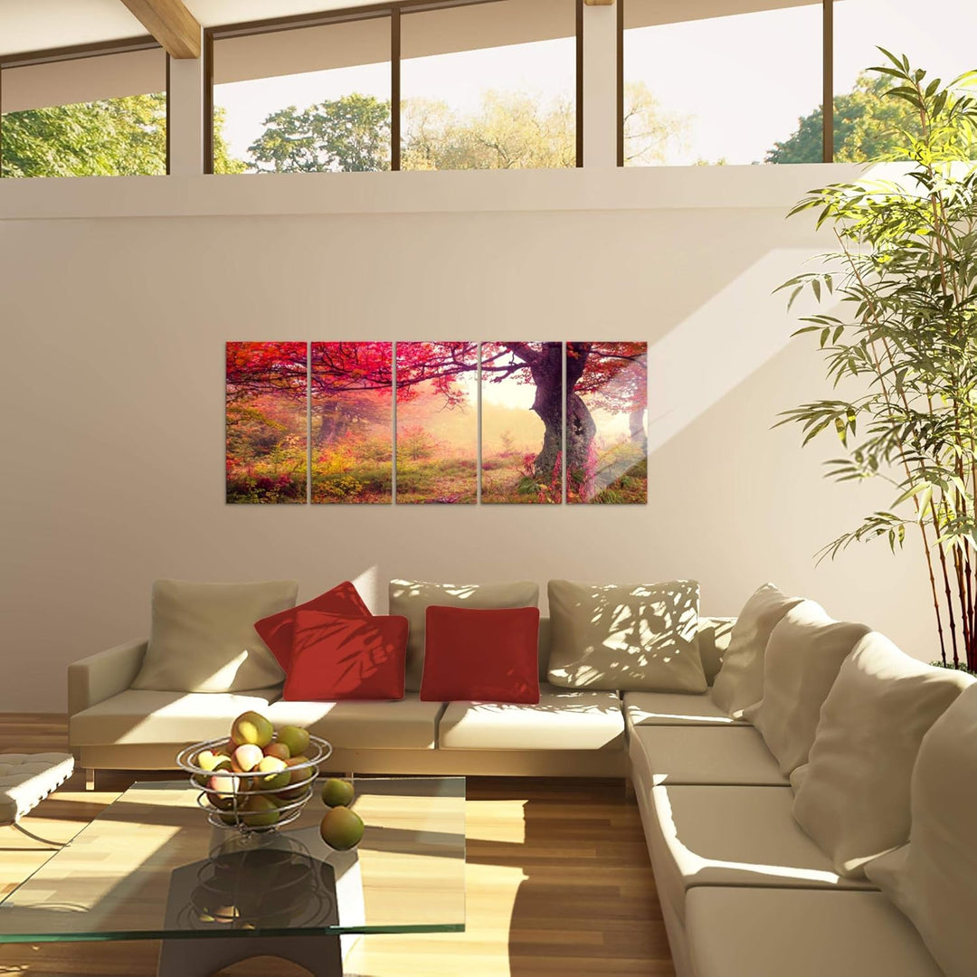 Runa Art Bild Wald Landschaft Wandbilder auf Vlies Leinwand 5 Teilig Wanddekoration Schlafzimmer Woh