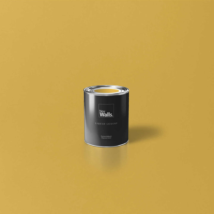 New Walls Premium Wandfarbe Gelb, Senfgelb Liquid Luxury Dispersionsfarbe für Innenräume – 1 L 1000