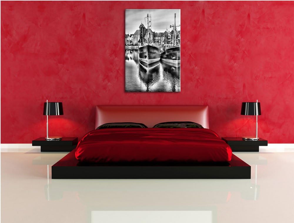 Pixxprint Hafen in der Dämmerung als Leinwandbild/Grösse: 100x70 / Wandbild/Kunstdruck/fertig bespan