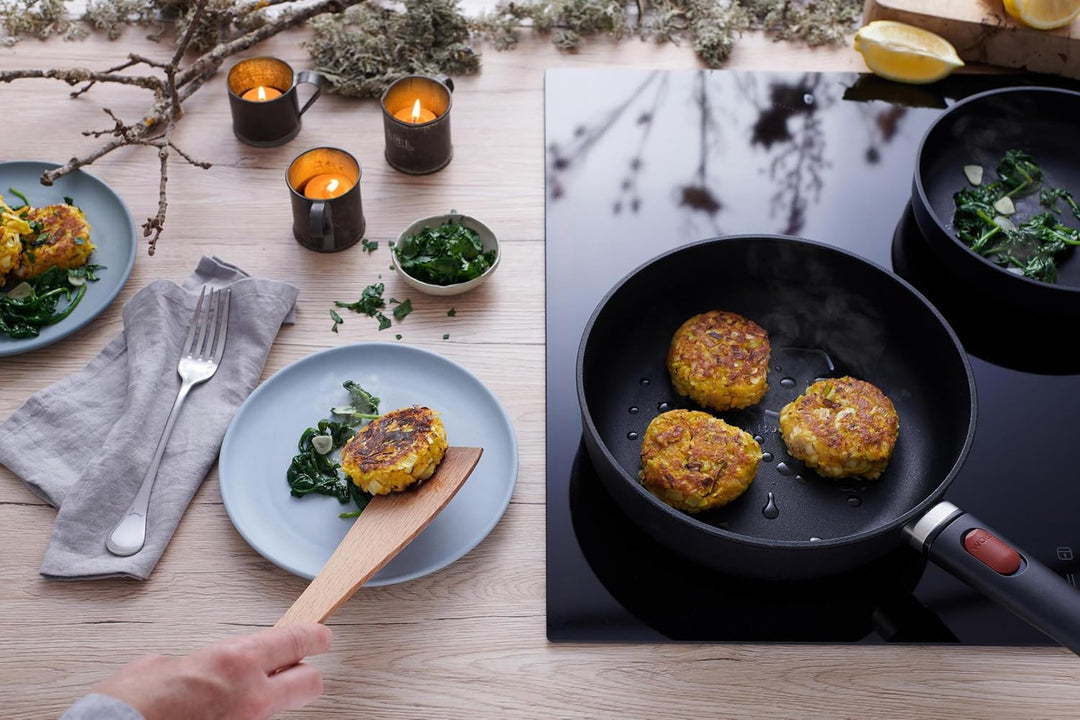 Woll Eco Lite Flachpfanne - Induktiv -, Ø 24 cm, 5 cm hoch, mit abnehmbarem Stiel - Geeignet für all