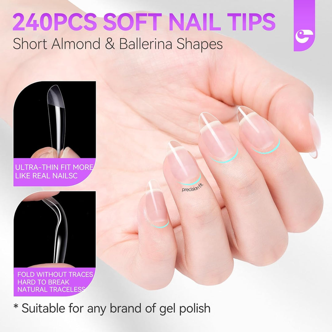 Gelike ec Nail Tips and Glue Gel Kit - Gel Nail X Extension Set Nageltips und Kleber Gel Nail Kit 6