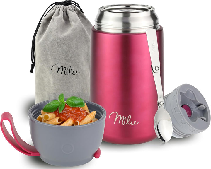 Milu® Thermobehälter 450, 650ml, 800ml | Edelstahl Warmhaltebehälter | Essensbehälter | Speisegefäss