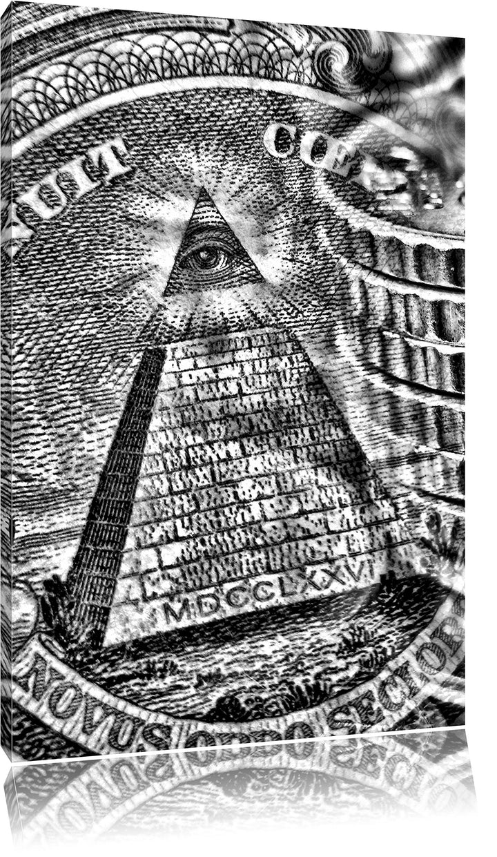 Monocrome, Illuminati Pyramide, Black and White, Format: 100x70 auf Leinwand, 100x70