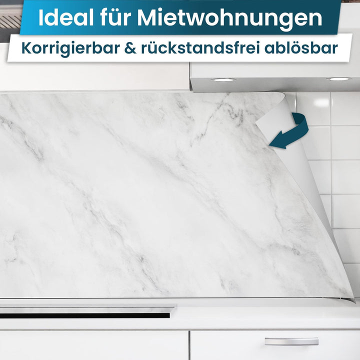danario Küchenrückwand selbstklebend - Matt - Spritzschutz Küche - versteifte PET Folie - 0,37 mm -