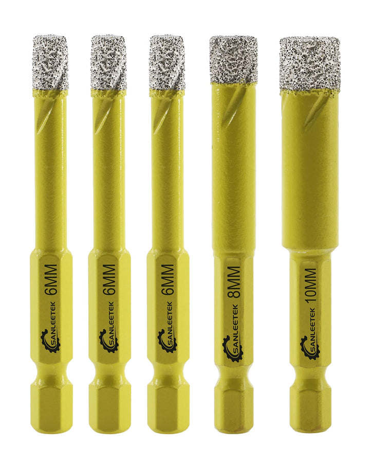 Trocken Diamant Bohrkrone 5 Stücke 6/6/6/8/10mm Fliesenbohrer mit Schnellwechsel Sechskant Schaft fü