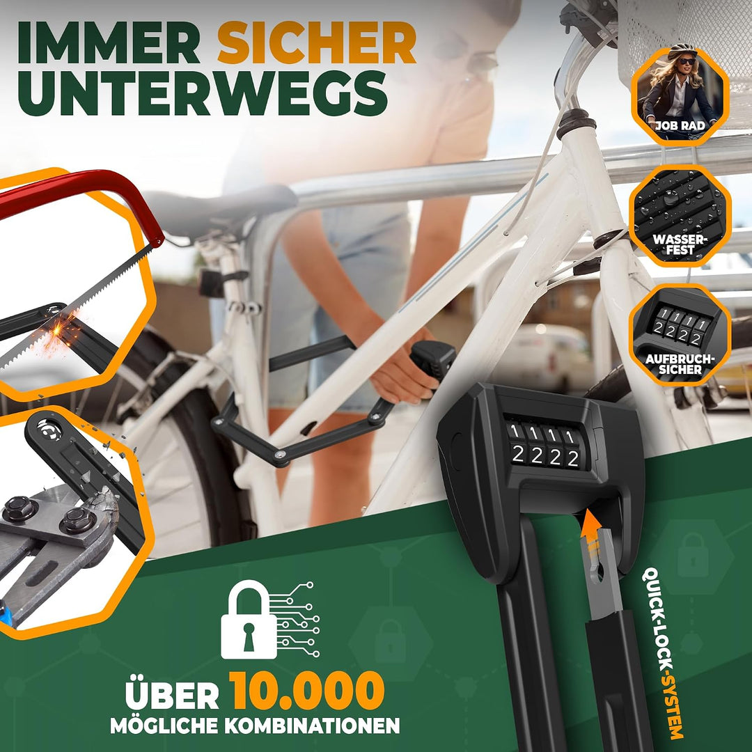 MIVELO Fahrradschloss Faltschloss mit AirTag Geheimfach I Zahlenschloss Fahrrad inkl. Halterung - Fa