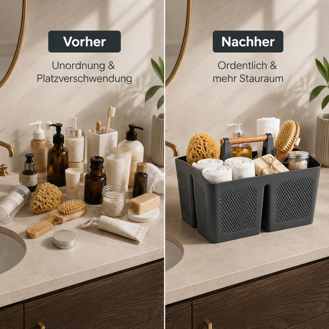 ALINK Portable Dusche Caddy Korb mit Fächern, Kunststoff geteilt Reinigung Caddy Organizer Storage T