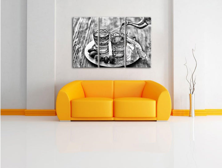 Pixxprint Arabischer Tee als Leinwandbild | Grösse: 3 Teilig (120x80) | Wandbild| Kunstdruck | ferti