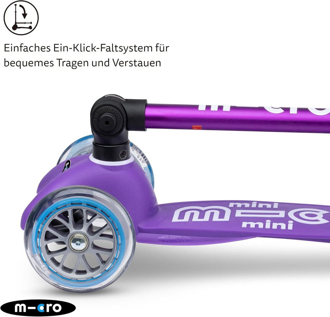 Micro Mini-Deluxe-Roller, zusammenklappbar, für Jungen und Mädchen, 3 Räder, 2–5 Jahre, leicht