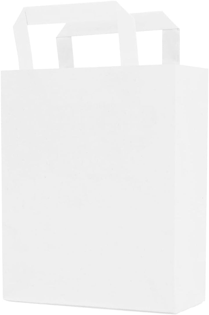 verpacking Papiertragetaschen mit Flachhenkel 22 x 18 x 8 cm Weiss - Papiertüten Bio Papiertasche Kr