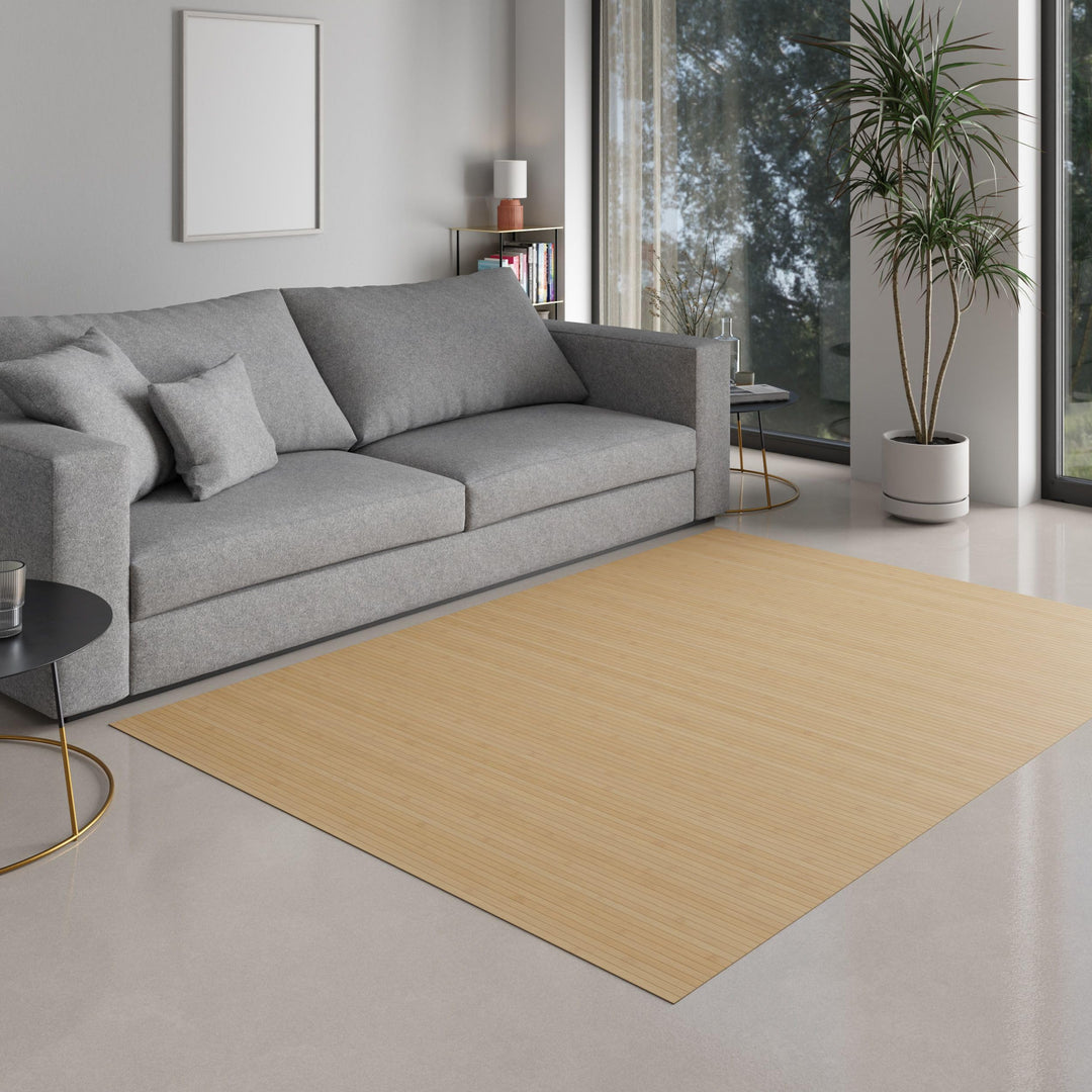 DE-COmmerce Bambusteppich Massive Pure, 200x250 cm, 17mm gehärtete Stege, Teppich ohne Bordüre, Bamb