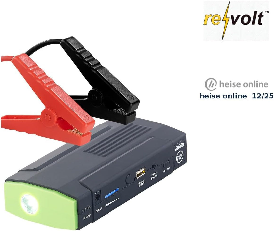 revolt Jump Starter: Notebook-Powerbank mit Kfz-Starthilfe & LED-Leuchte, 8.000 mAh, 400 A (Auto Pow