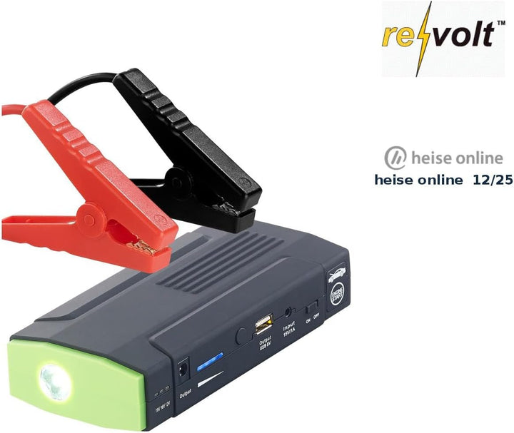 revolt Jump Starter: Notebook-Powerbank mit Kfz-Starthilfe & LED-Leuchte, 8.000 mAh, 400 A (Auto Pow