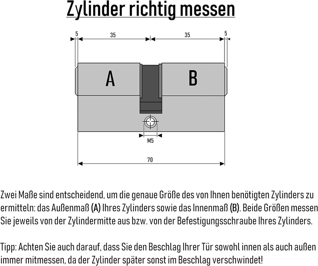 6x Profilzylinder 70mm 35/35 30x Schlüssel Tür Zylinder Schloss