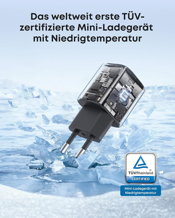 Anker 30W USB C Ladegerät, kompaktes GaN Schnellladegerät, 3X schnelleres Aufladen USB C Netzteil, K