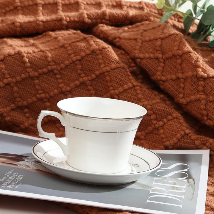CREVENT Landhaus-Stil Boho Strickdecke für Couch Sofa Sessel Bett Wohnzimmer Dekoration, Weich Warm