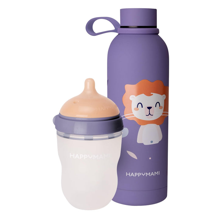 Set aus personalisierbarer Babyflasche in Brustform + Thermosflasche für Flüssigkeiten, Fütterungsse